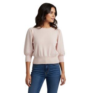 Steve Madden Puff Sleeve Knit Top Blush Pink Soft Girl Cottagecore – Size M